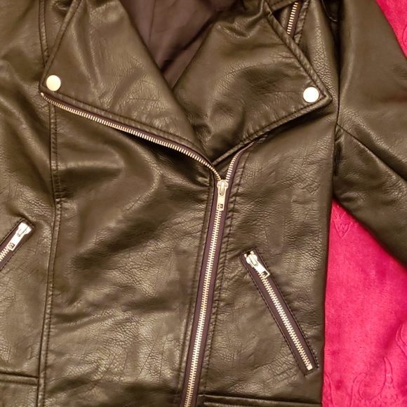 Faux Leather Moto Jacket with hood - Picture 6 of 8